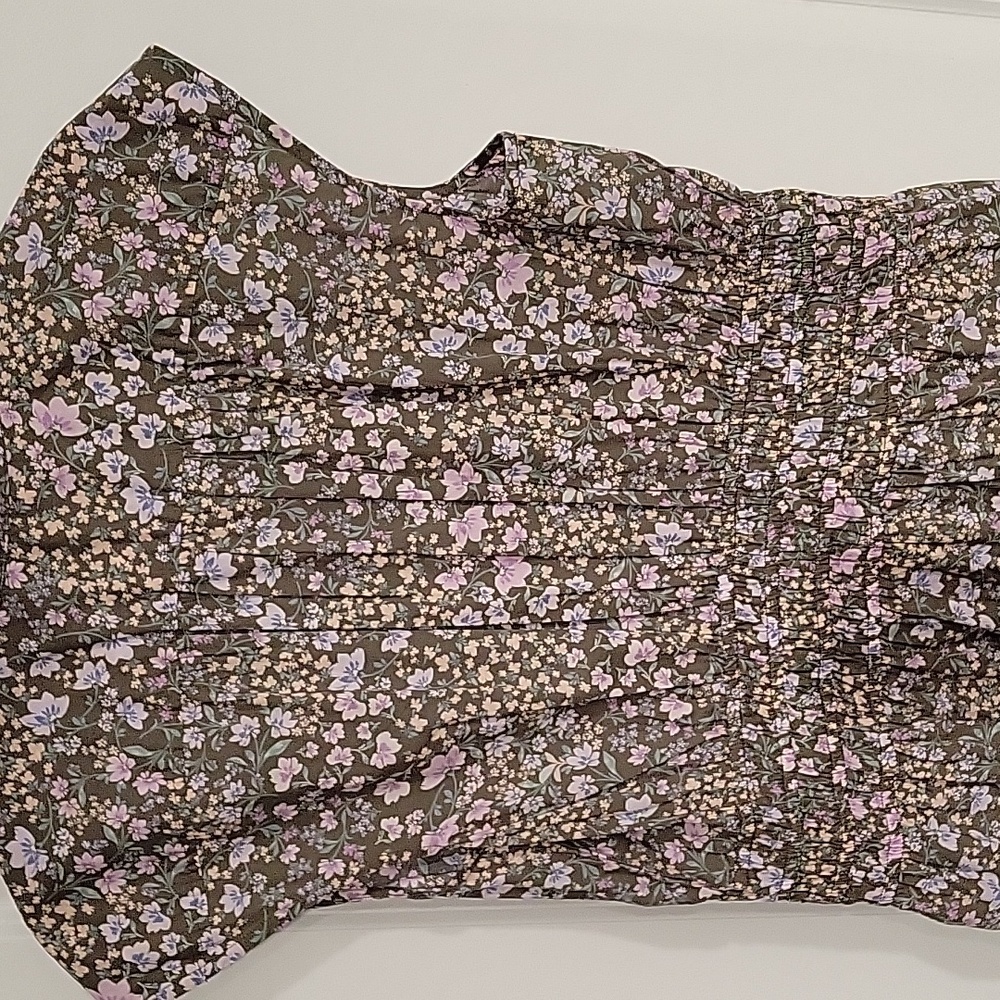 Lucky Brand Multicolor Floral Midi Dress, Green Background - Picture 4 of 4